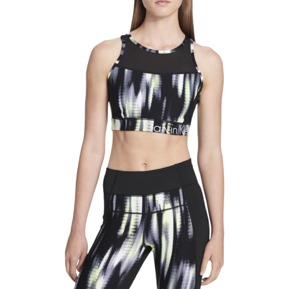 Calvin Klein Sz M Active Set Women's Tribeca Print Bra Activewear Bikercore